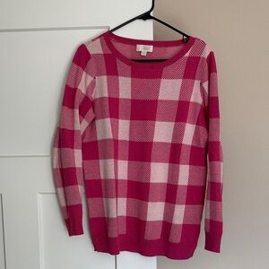 Belle by Kim Gravel Pink Checkered Sweater